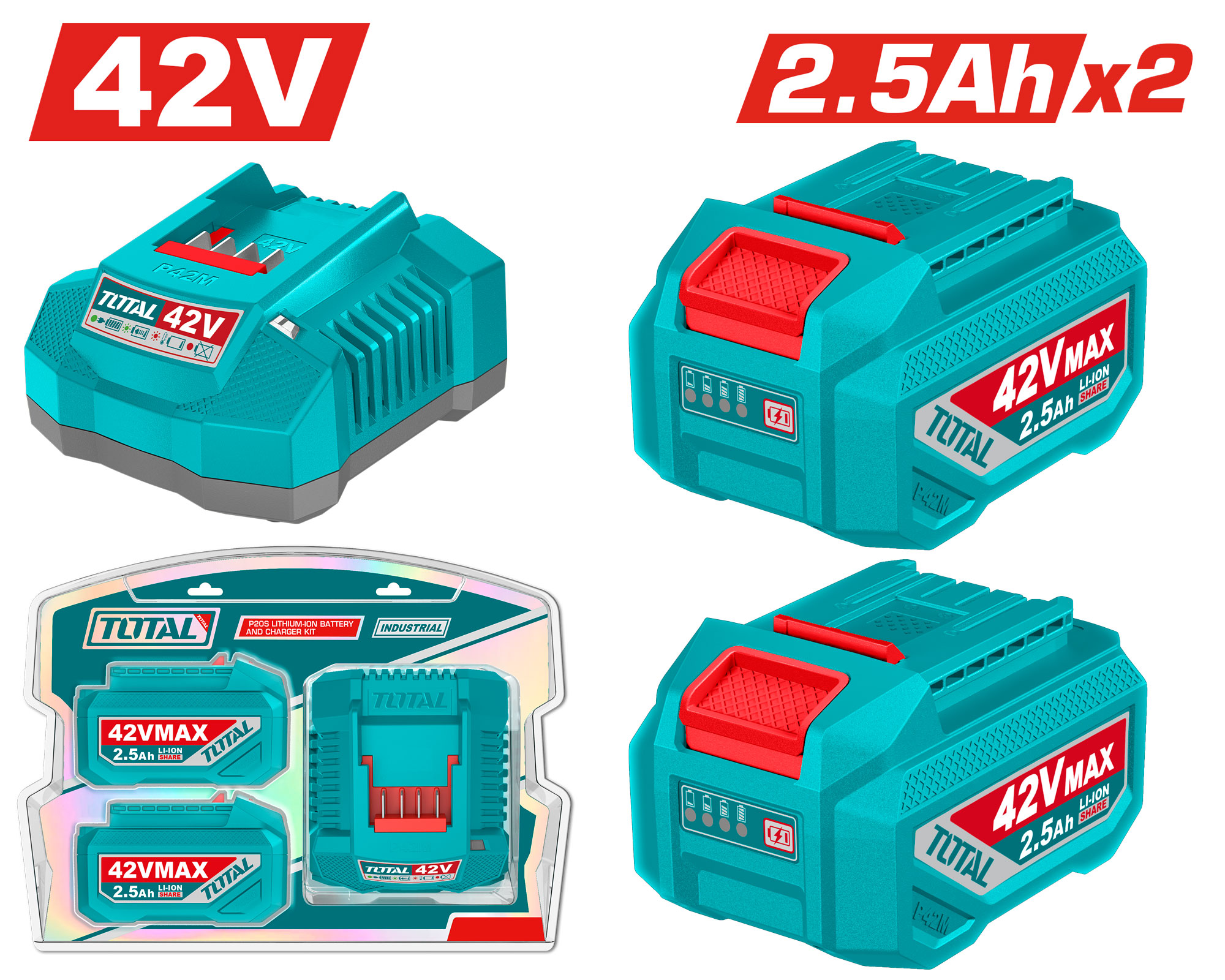SET OF 2 BATTERIES 42 VOLT 2.5 AMP AND CHARGER