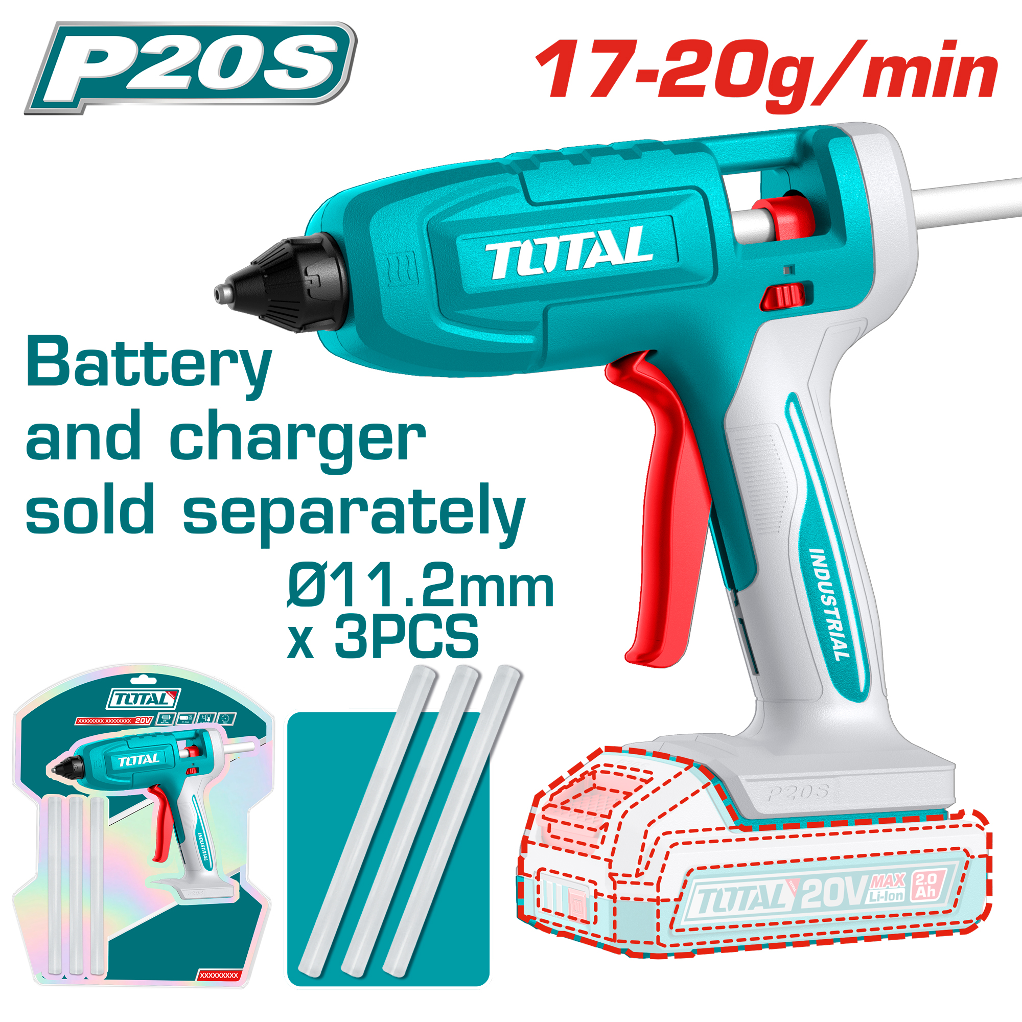 BATTERY GLUE GUN 20 VOLT WITHOUT BATTERY AND CHARGER